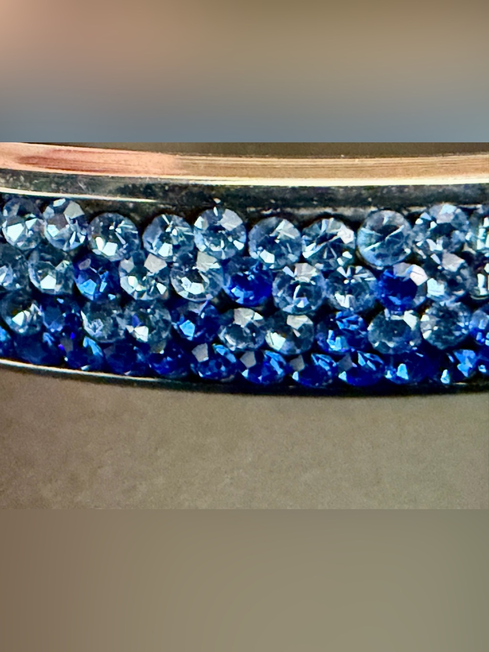 JCM STAINLESS STEEL BANGLE BRACELET WITH BLUE CRYSTALS